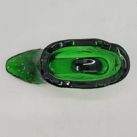 Mosure Glass Vintage Green Scroll Glass Slipper‎ Shoe Figurine - Picture 6 of 11
